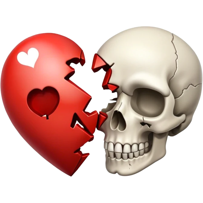 broken heart , and a skull emoji