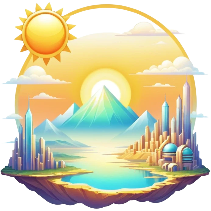 Epic complex detailed iridescent gradients white golden bright light solarpunk sunny aesthetic-scenery emoji