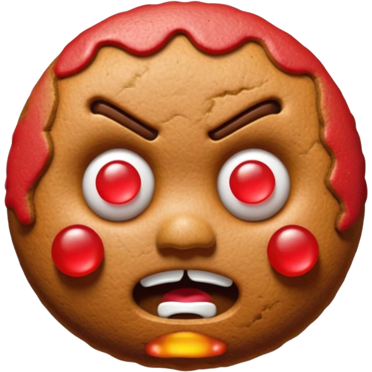angry gingerbread man head emoji