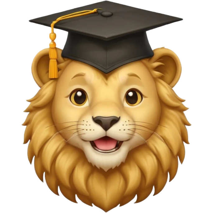 happy lion wearing a graduation cap emoji