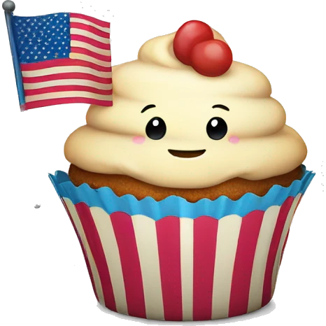 Happy cupcake with an American flag emoji