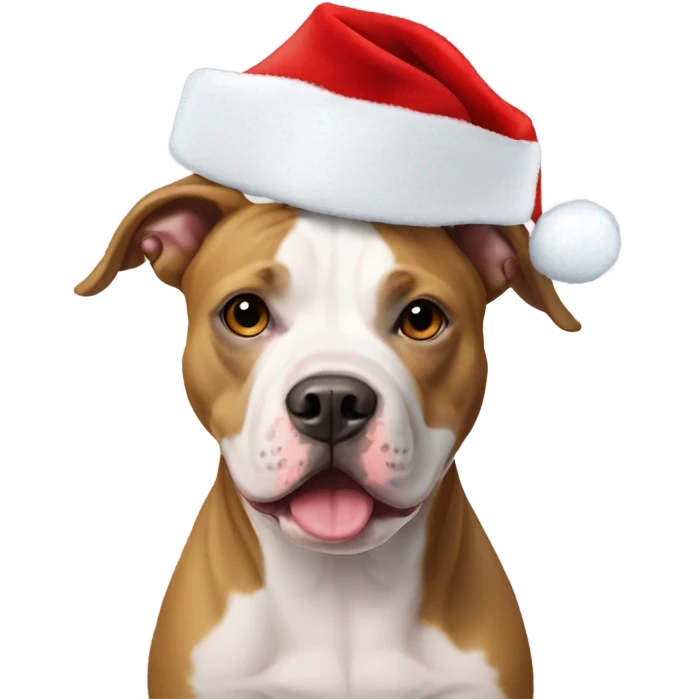 American staffordshire terrier with santa hat  emoji