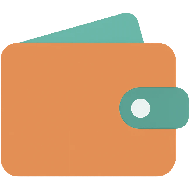 wallet icon, color accent, contemporary icon style emoji