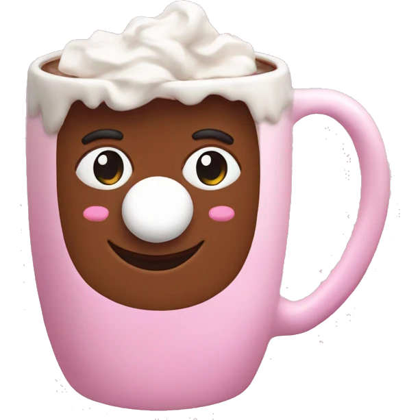 Hot chocolate in a light pink mug emoji