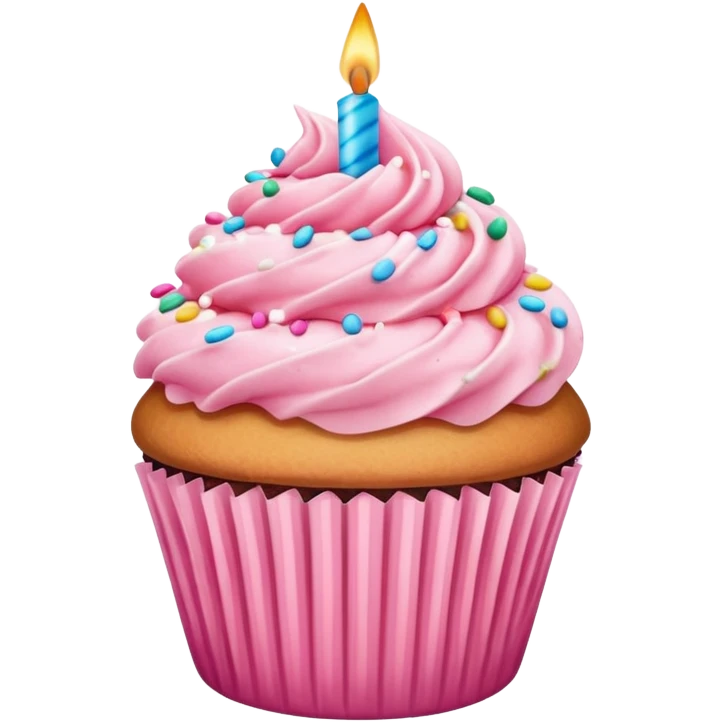  birthday Cupcake with pink icing emoji