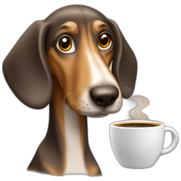 dashound drinking coffee emoji