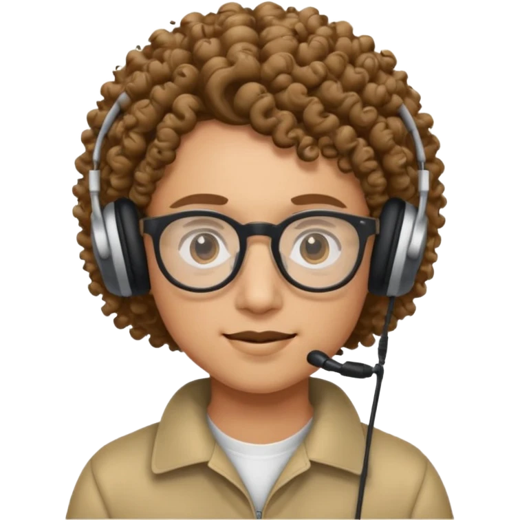 headphone and spectacles, no microphone, curly emoji
