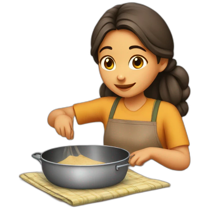 girl cooking chapathi emoji