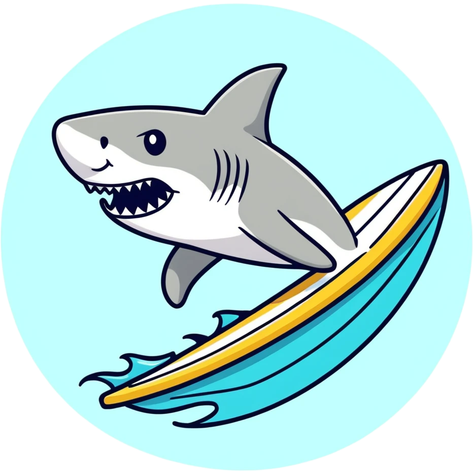 Shark surfing on a surfboard  emoji