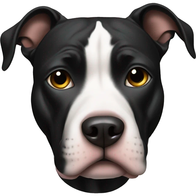 Black pitbull with a thinking face emoji