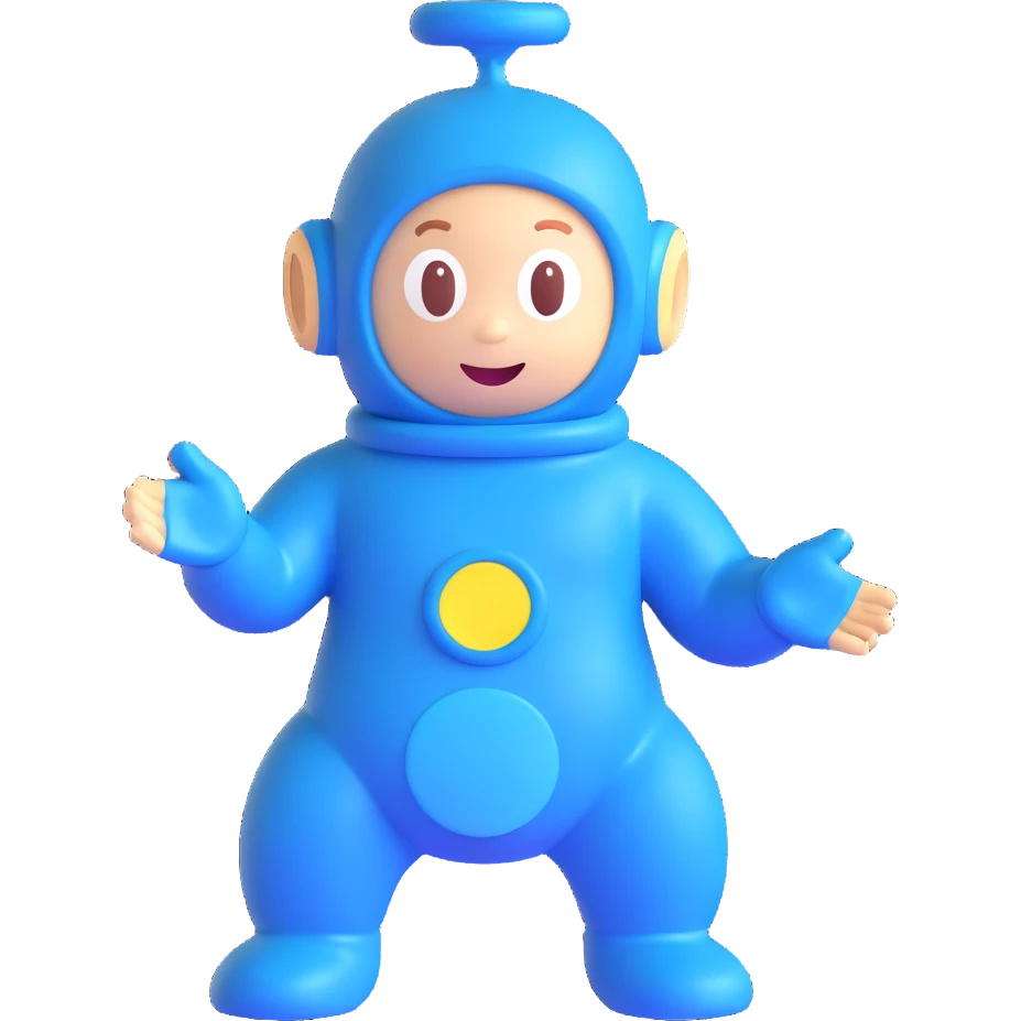 blue teletubbie, 3D style emoji