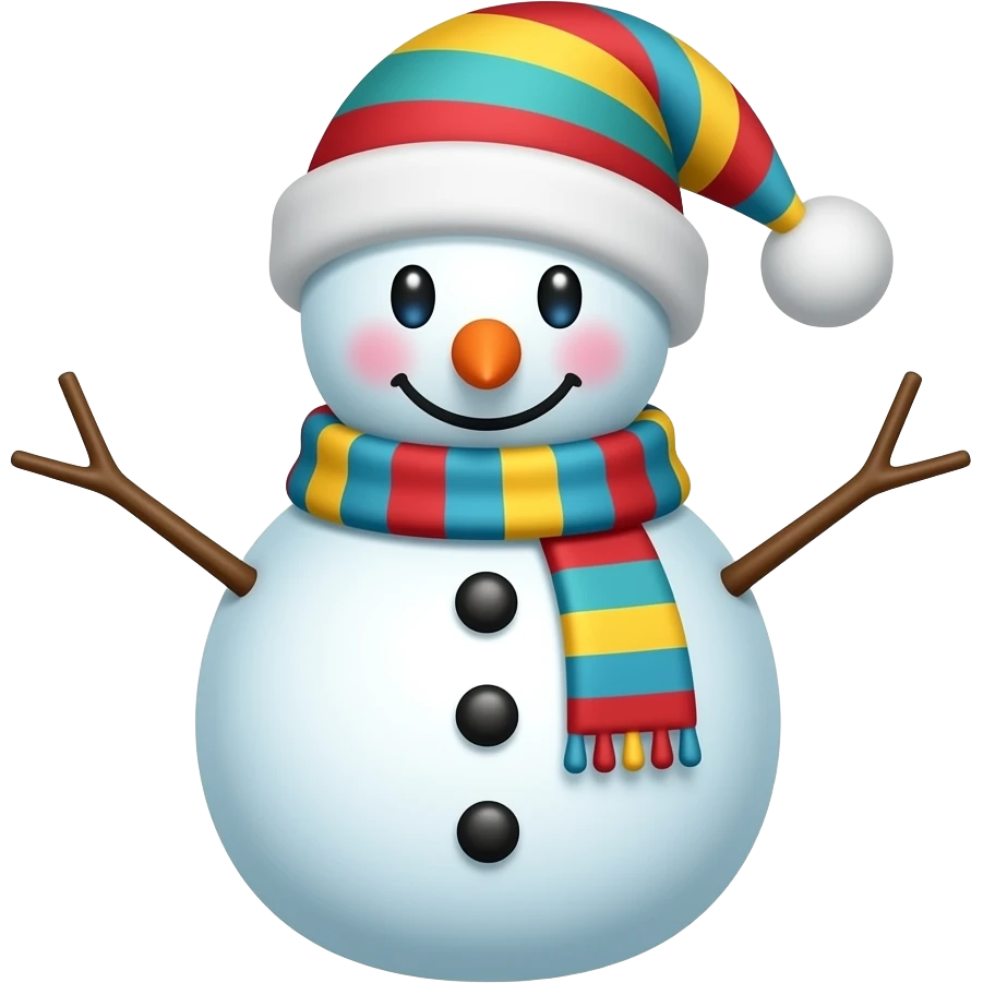 Snowman with colourful hat emoji