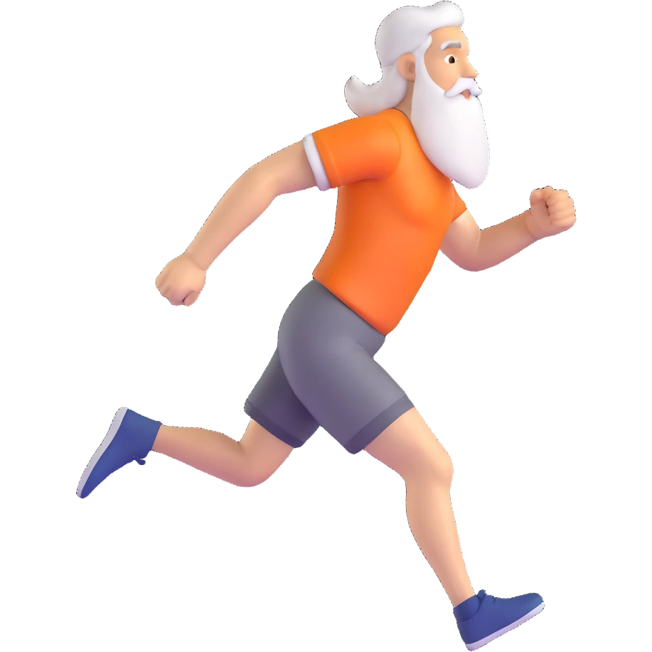Running man with long beard emoji