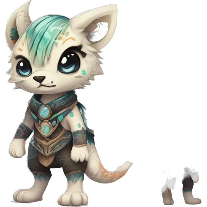 cute Kawaii edgy ethereal shy epic fantasy animal fursona Fionbri creature by griffsnuff & LiLaiRa & Falvie with exotic colors with intricate patterns full body emoji