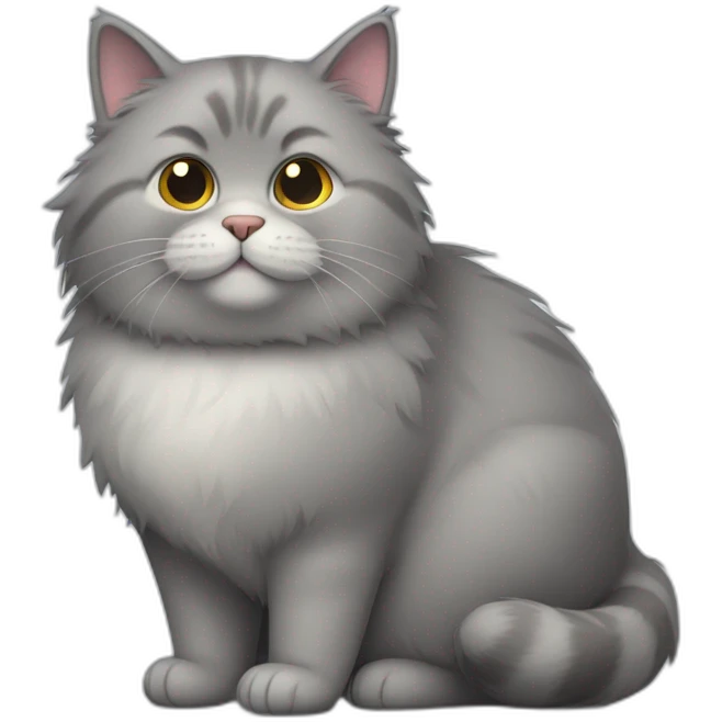 gray fat and fluffy cat emoji