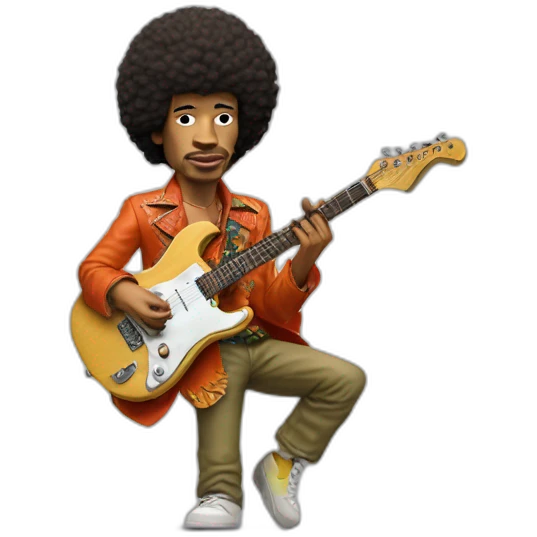 jimi hendrix surffing in a guitare emoji