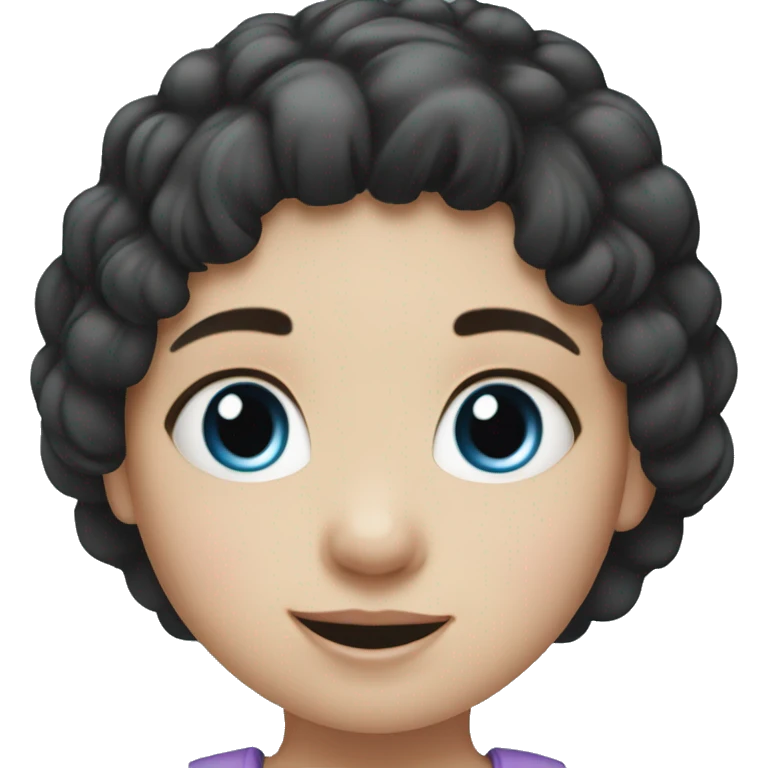 little white girl, 3 yo, black hair, blue eyes emoji