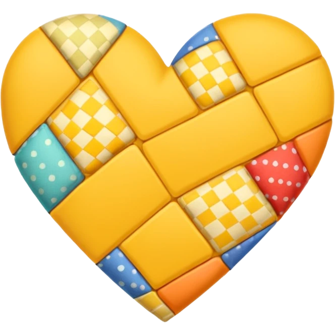 yellow heart with a patchwork pattern emoji