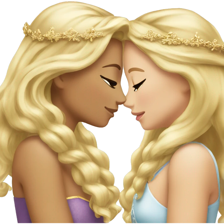 2 women princesses couple blonde kiss emoji