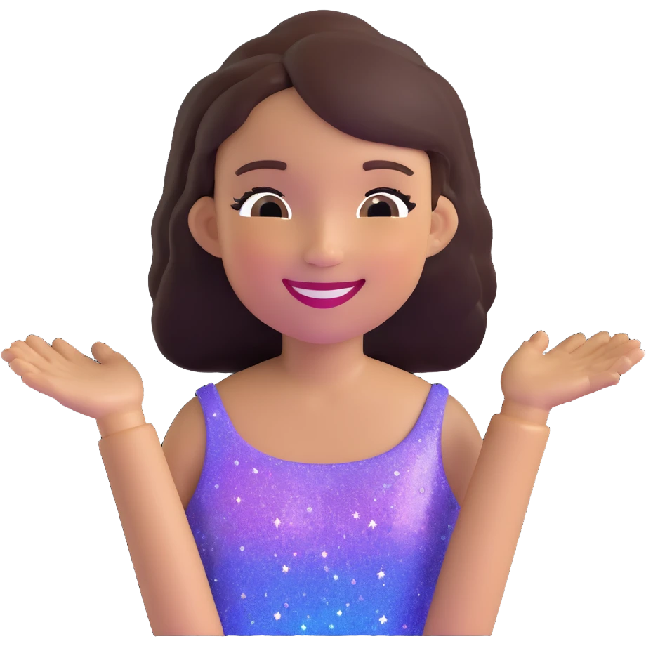 girl with radiant skin and sparkles, smiling emoji