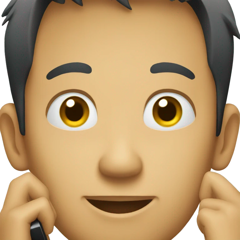 a asian boy with a phone emoji