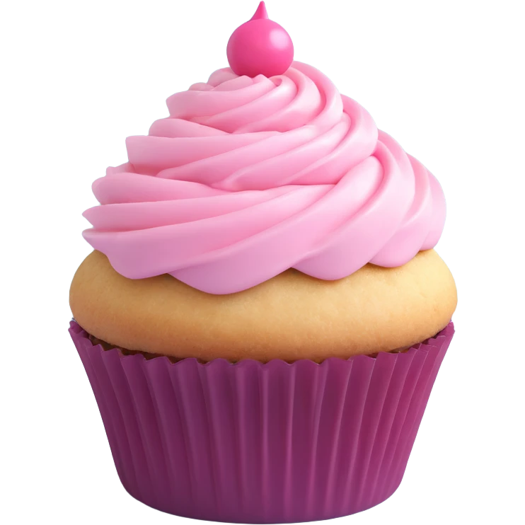 A cupcake with pink icing emoji