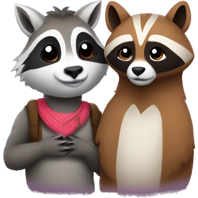 Lama and raccoon in love emoji