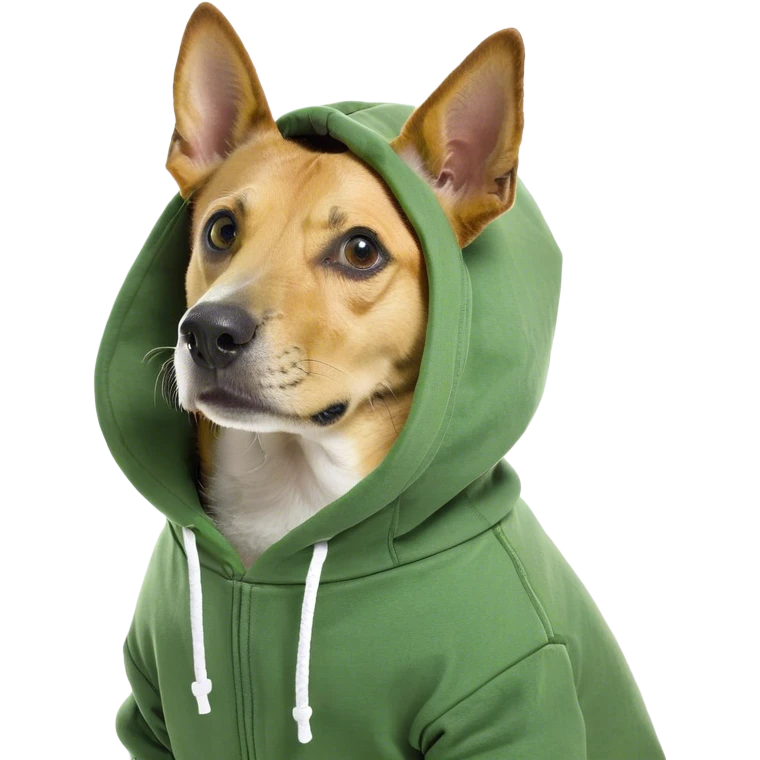 Dog wearing a hoodie emoji