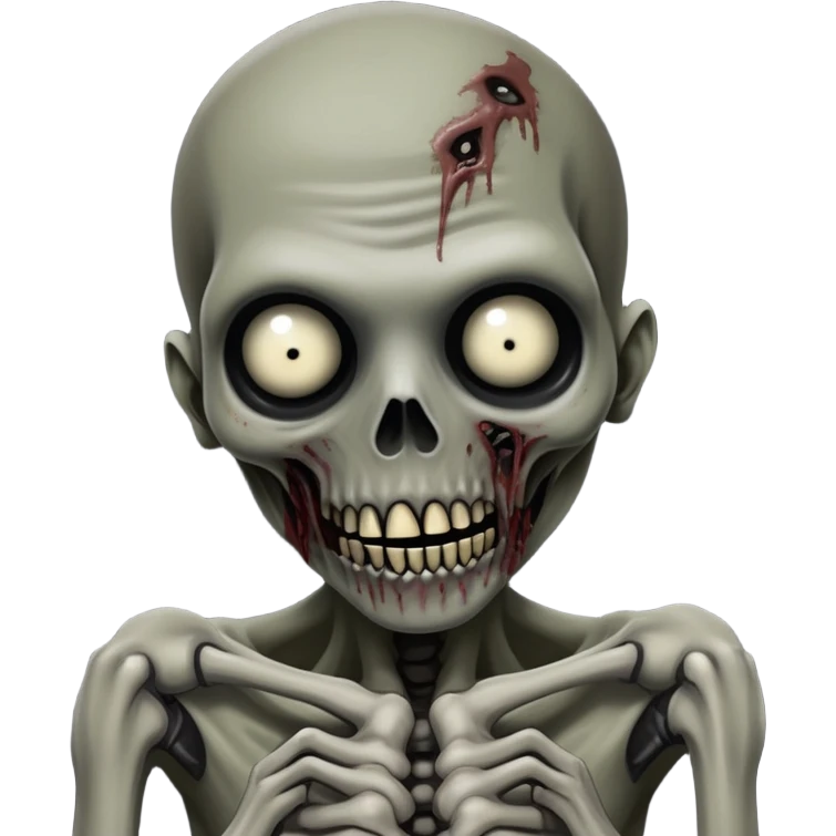 Super idol as hostile SCP-096 zombie with very small almost camouflaged pupils facing down and the upper face is grayish white and whitish gray while the lower jaw and rest of the body including hand and arm is just grayish black and the background is pitch black emoji