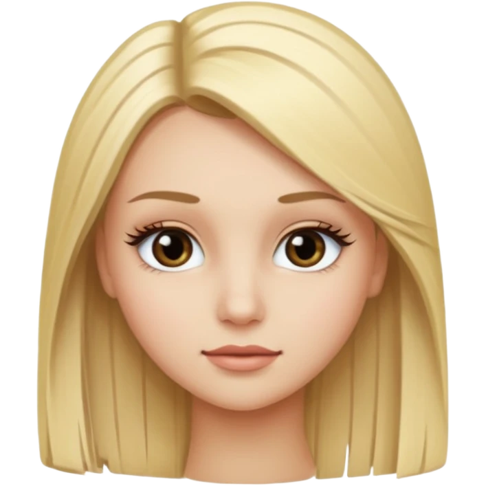 Blonde girl with straight hair with false lashes emoji