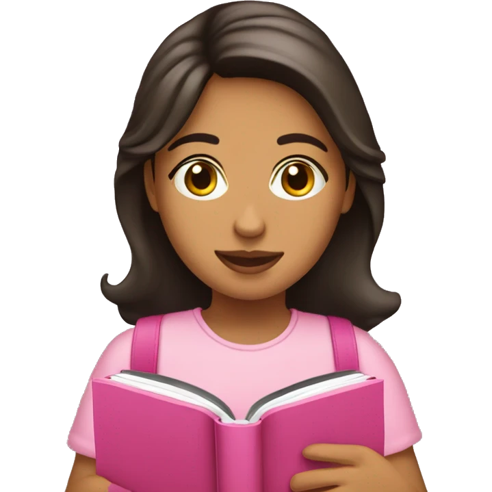 Hispanic girl with pink Bible & coffee  emoji