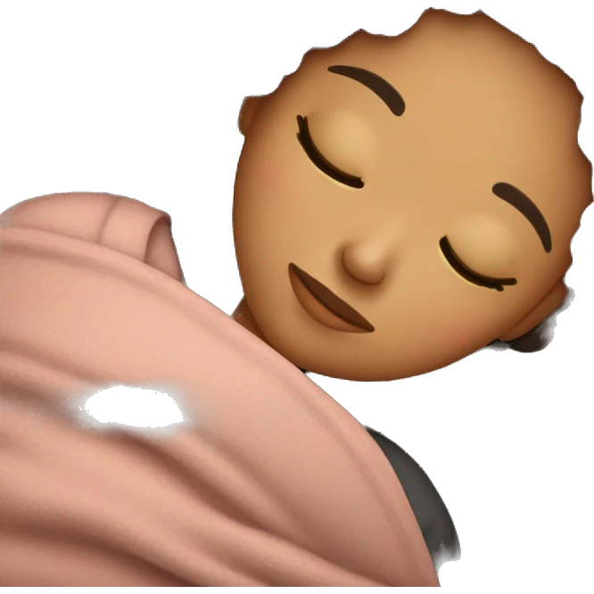 brunette girl sleeping cozy emoji