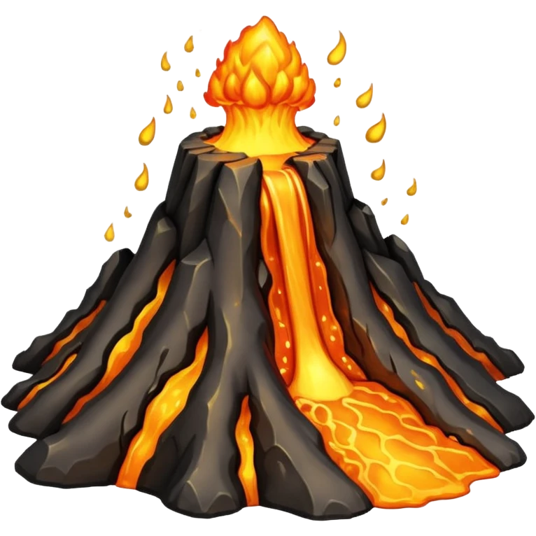 Volcano with gold lava emoji