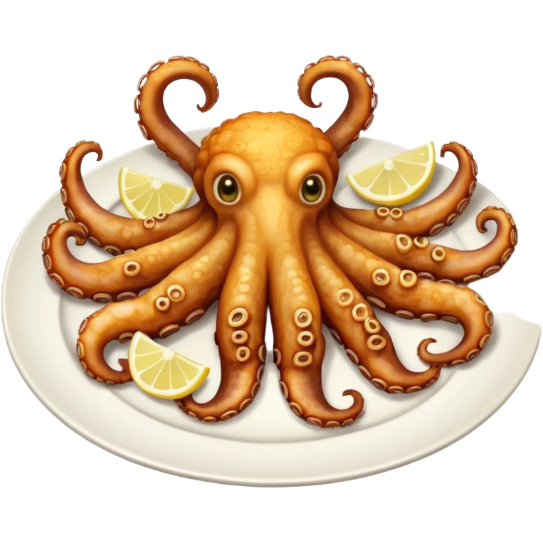 fried octopuses legs on the plate emoji