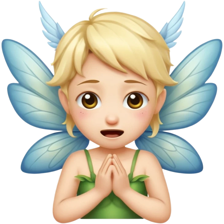 A little fairy, with wings,  , do more different emotional, she cry, smail  tayd , angry, hungry, emoji