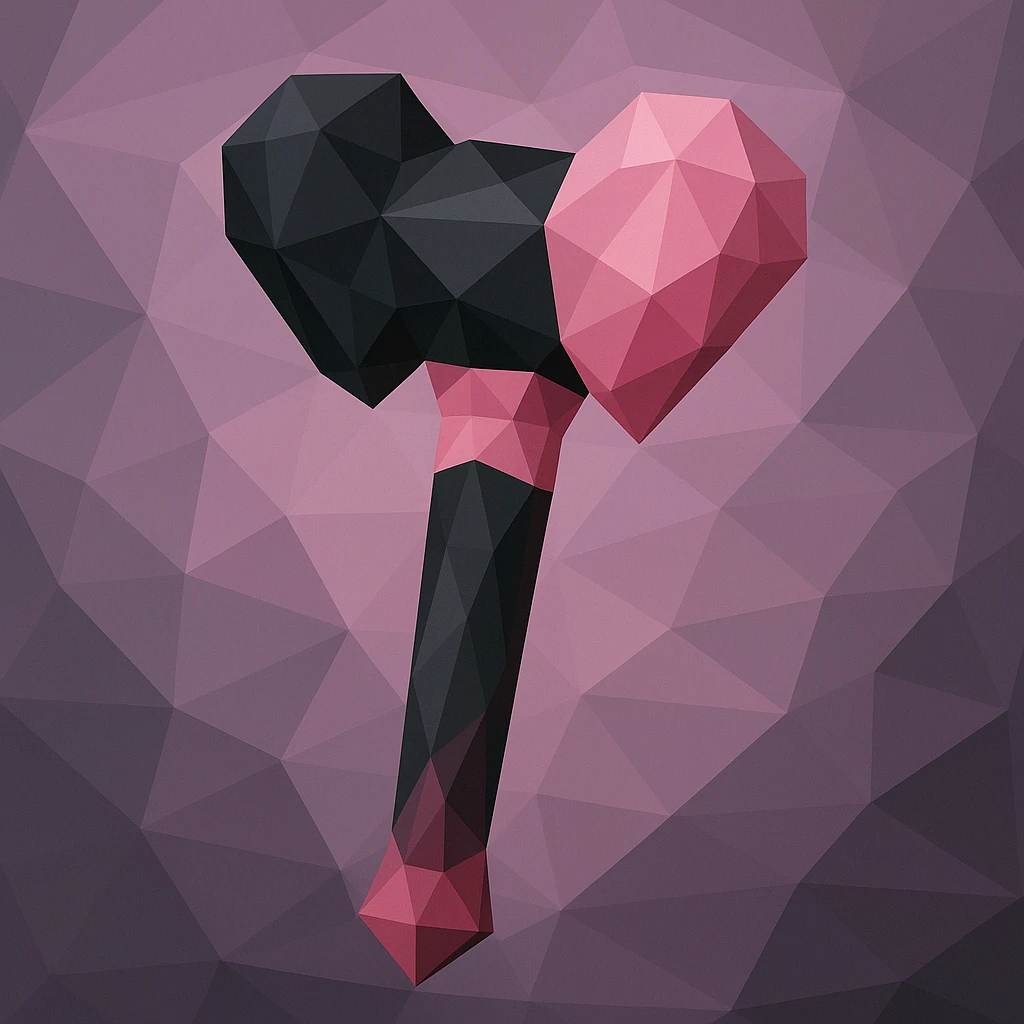 BLACKPINK-inspired object, black and pink colors, faceted and modern geometric design emoji