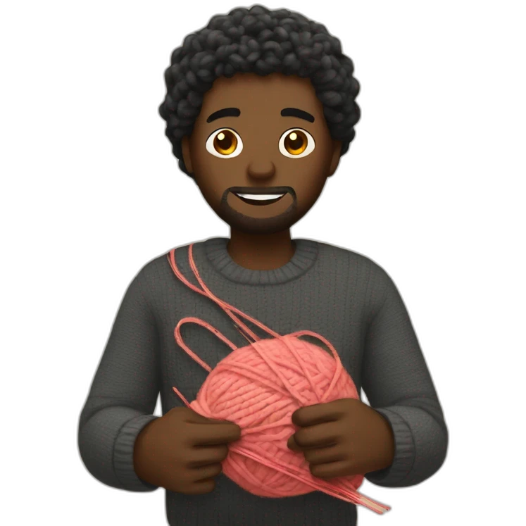black man knitting emoji