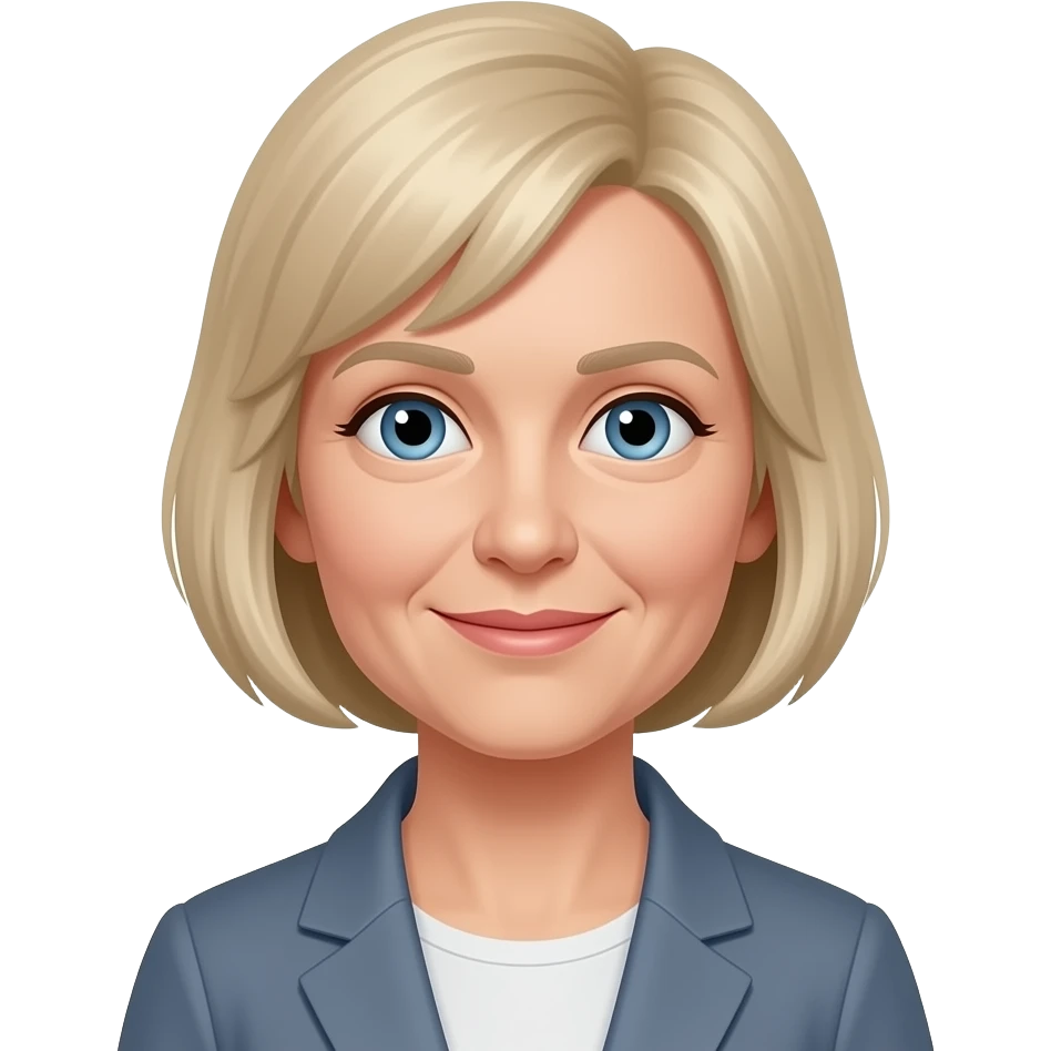 Older woman with short blonde hairstyles and blue eyes emoji