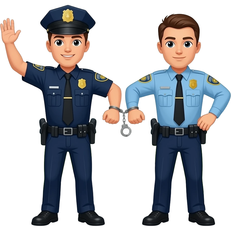 Policía arrestado con esposas las manos de  piloto en la carretera emoji