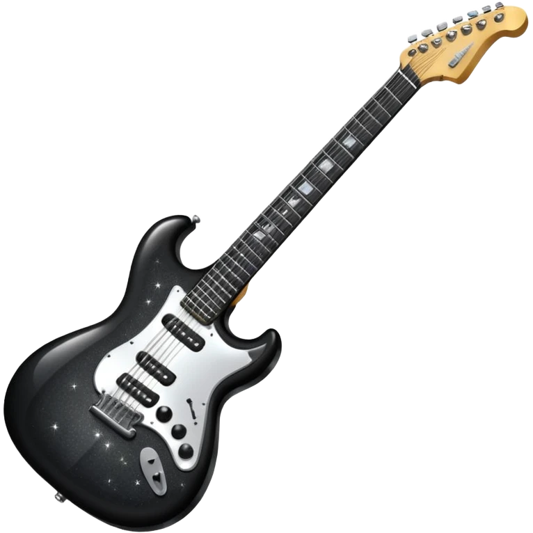 a veryyyyyy very sparkly black electric guitar emoji