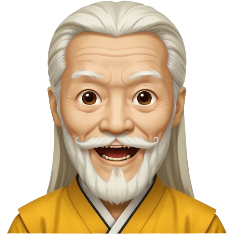 Сенсей пай Мей из убить Билла 2 с густой седой бородой и густыми бровями смеётся  emoji