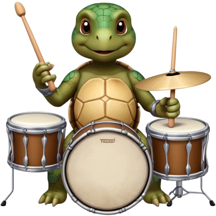 Turtle playing drums emoji