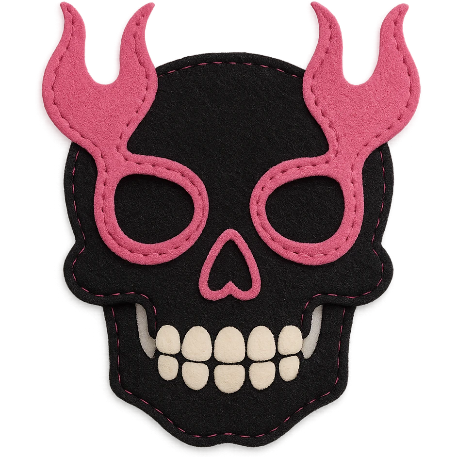 BLACKPINK-inspired gothic skull, no hearts, soft and dramatic, black and pink emoji