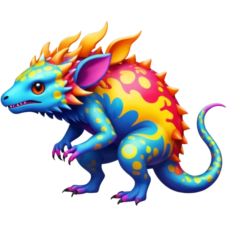 a colorful edgy vernid-fionbri-creature with splash patterns full body emoji