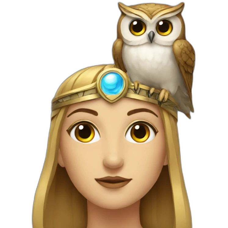 athena with owl on head emoji
