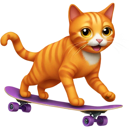 Orange cat skateboarding emoji