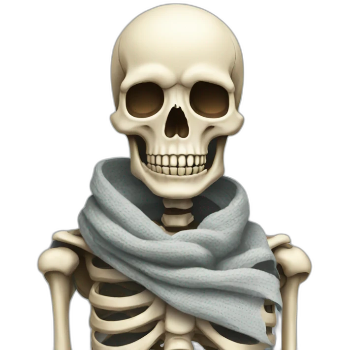 skeleton with nice scarf around neck emoji
