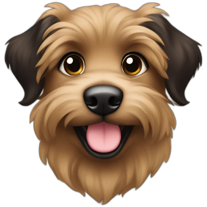bouvier fawn brown and black puppy face very long hair smiling dark ears emoji