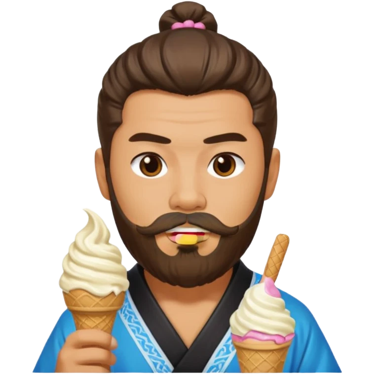 SAMURAI WITH EATING ICE CREAM BEARD GAY emoji