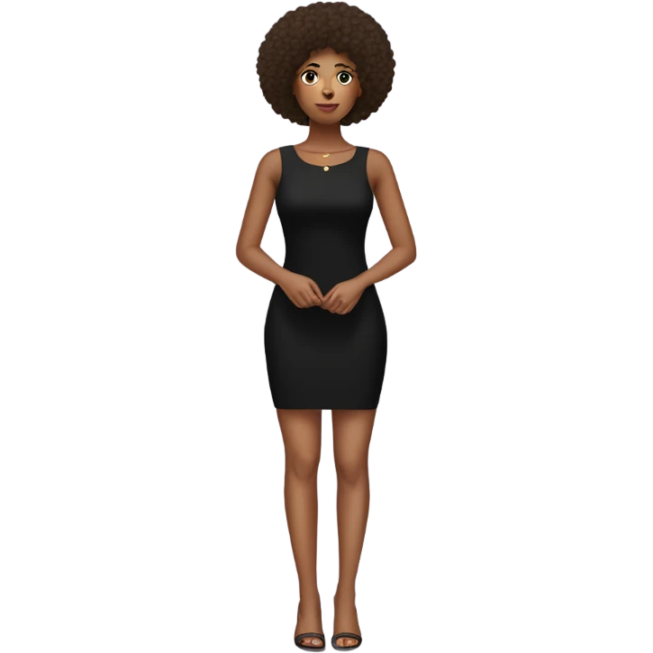 Girl with tan skin and Afro full body black bodycon dress emoji